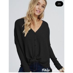 Rachel button down waffle Knit shirt plus size‎